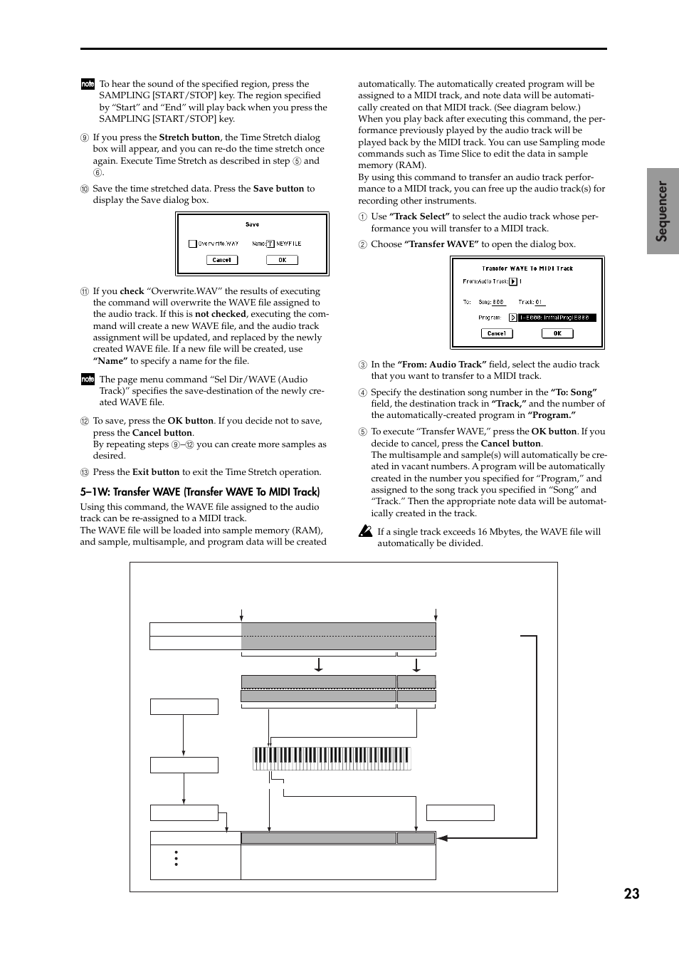 23 sequencer, 5–1w: transfer wave (transfer wave to midi track) | KORG TRITON STUDIO V2 User Manual | Page 28 / 77