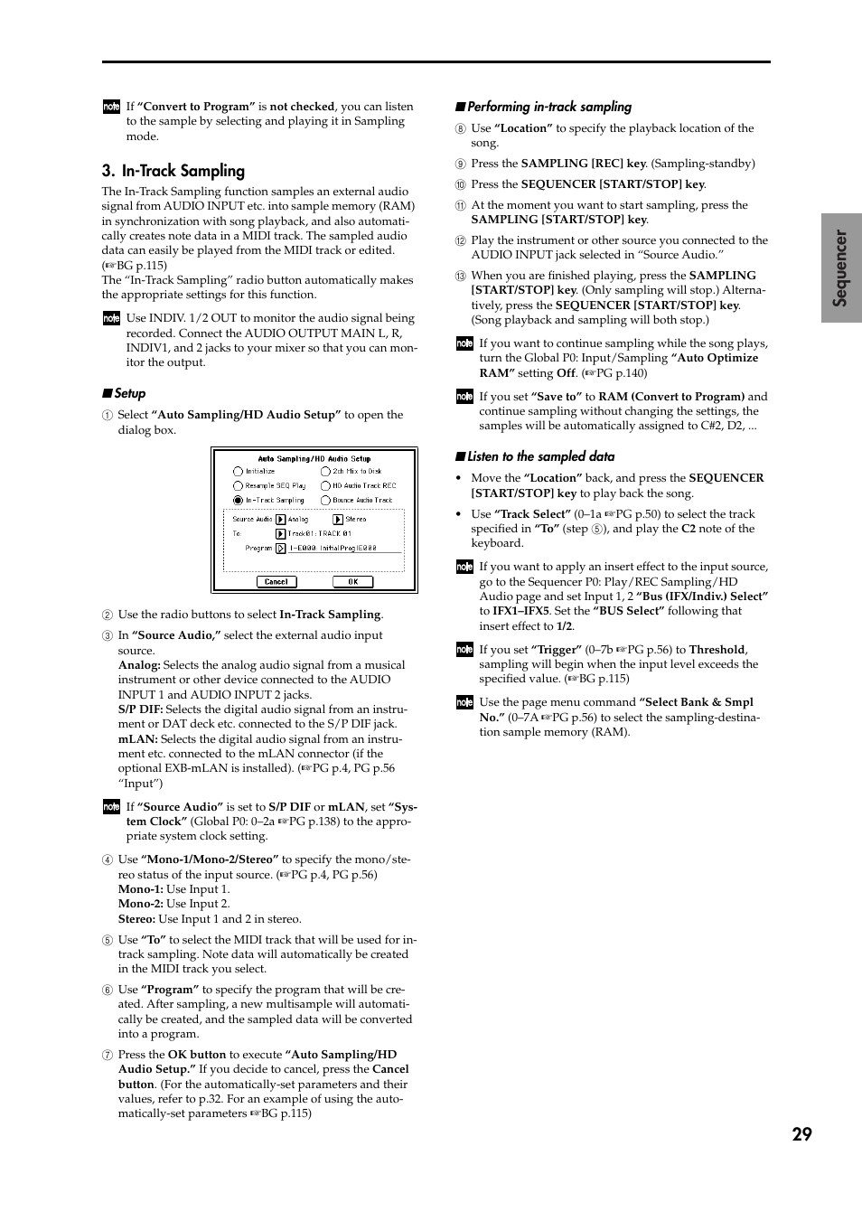 In-track sampling, 29 sequencer | KORG TRITON STUDIO V2 User Manual | Page 34 / 77