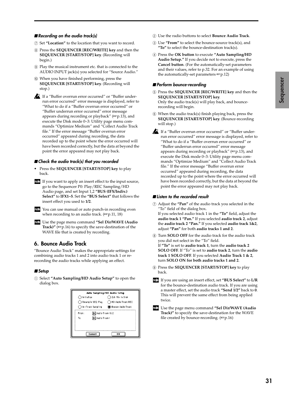 Bounce audio track, P.31), 31 sequencer | KORG TRITON STUDIO V2 User Manual | Page 36 / 77