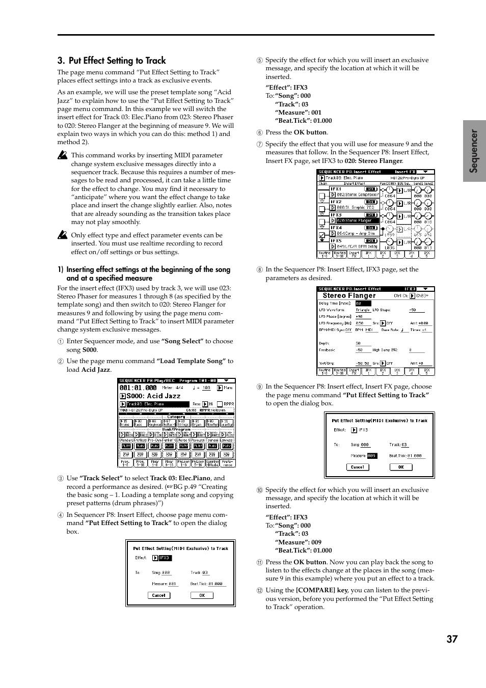 Put effect setting to track, And at a specified measure, 37 sequencer | KORG TRITON STUDIO V2 User Manual | Page 42 / 77