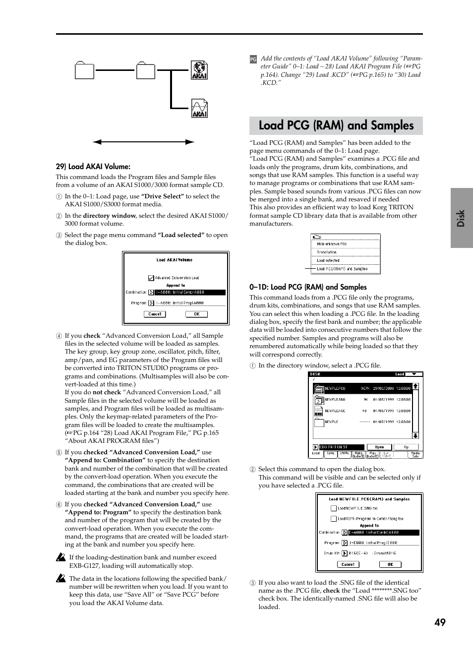 Load pcg (ram) and samples, Command, P.49) | KORG TRITON STUDIO V2 User Manual | Page 54 / 77