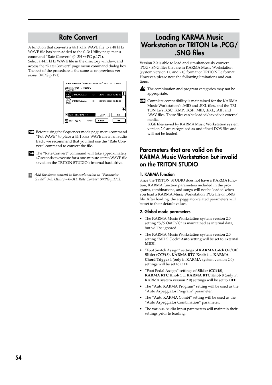 Rate convert, P.54) | KORG TRITON STUDIO V2 User Manual | Page 59 / 77