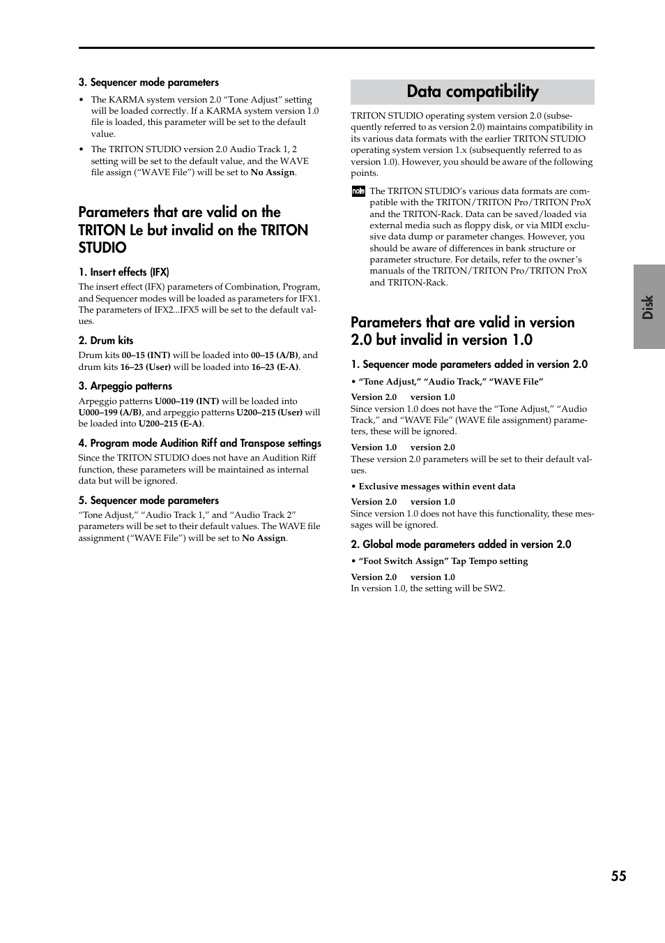 Data compatibility | KORG TRITON STUDIO V2 User Manual | Page 60 / 77