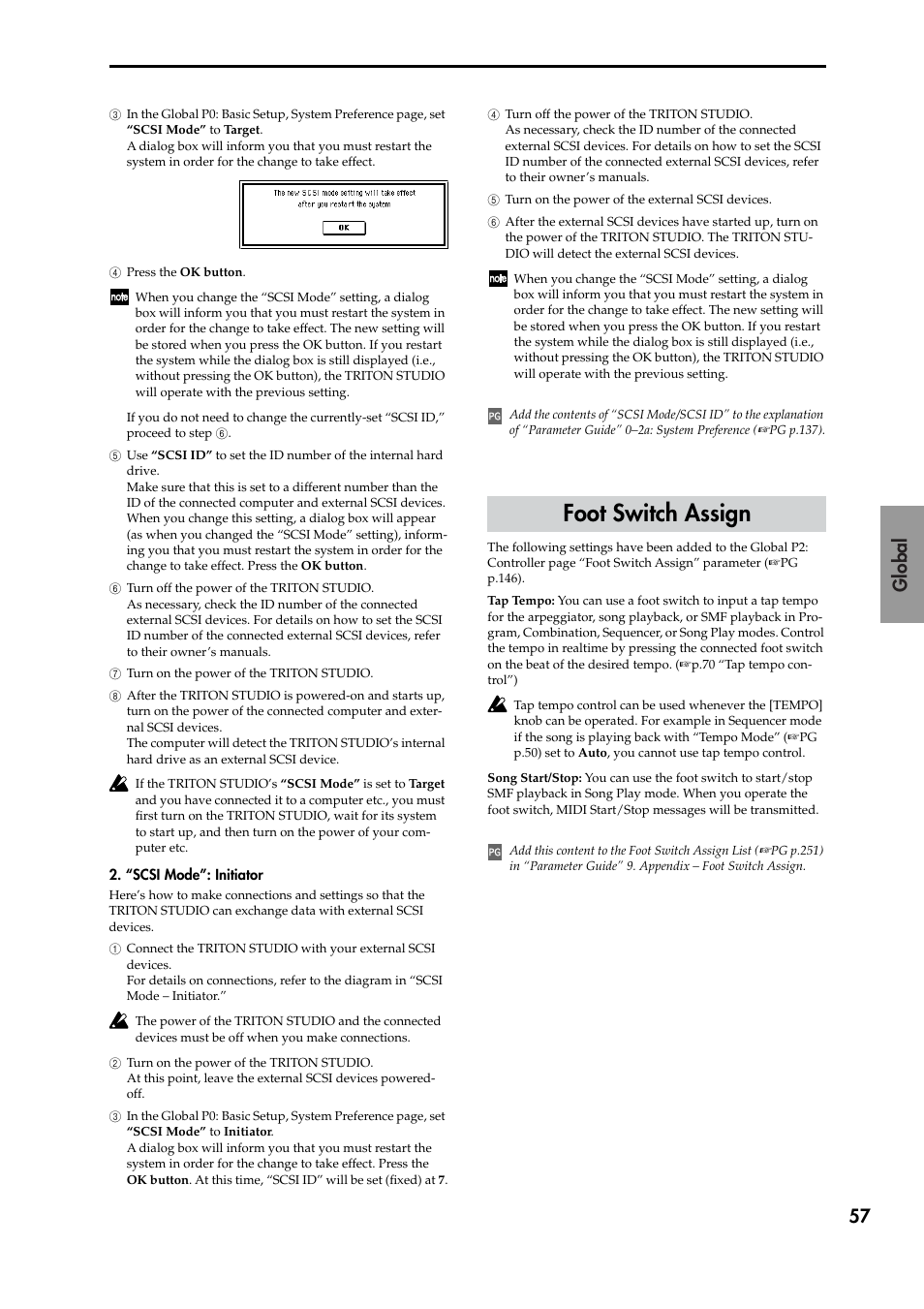 Foot switch assign, P.57) | KORG TRITON STUDIO V2 User Manual | Page 62 / 77
