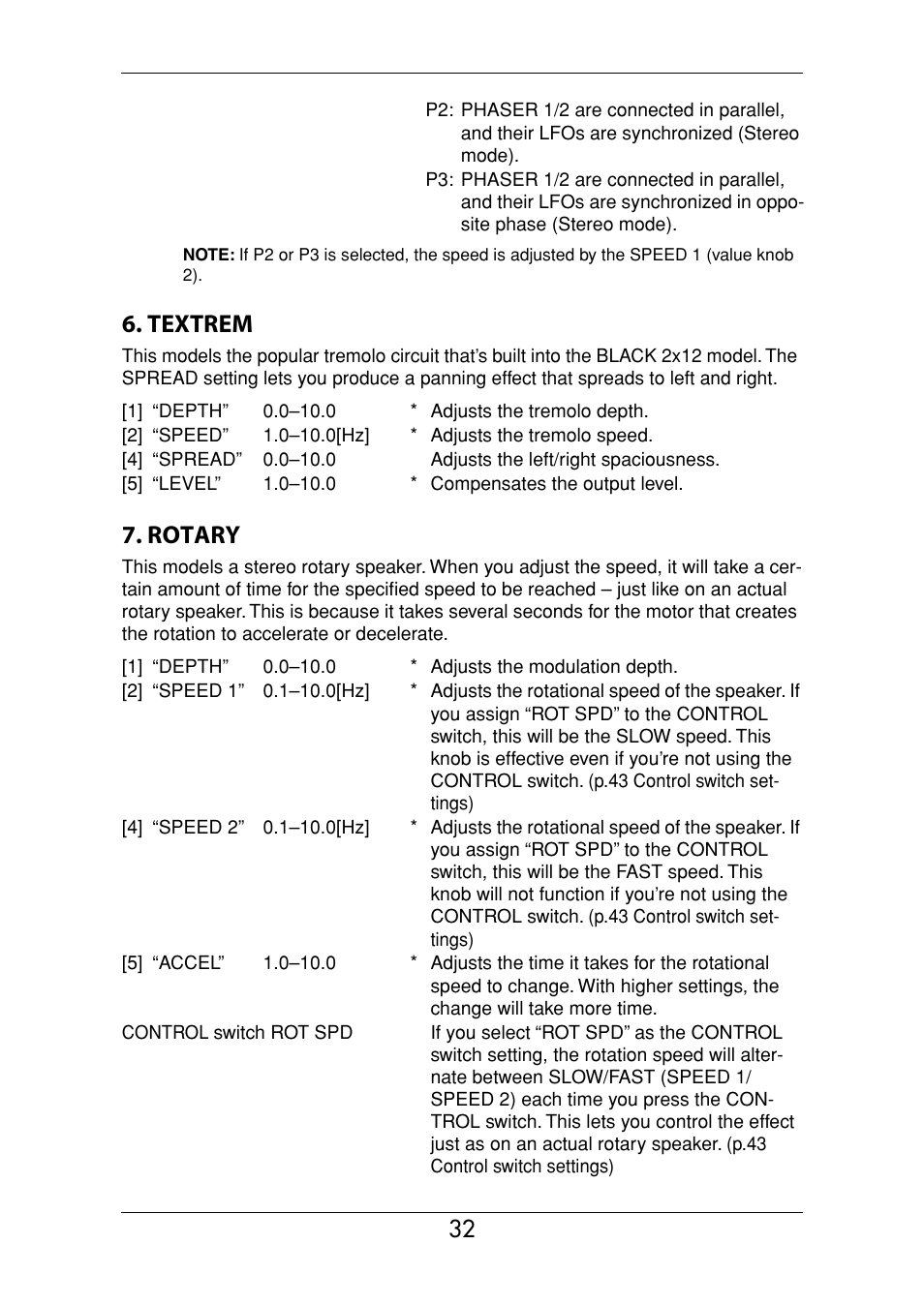 Textrem, Rotary | KORG Ax3000g User Manual | Page 38 / 67