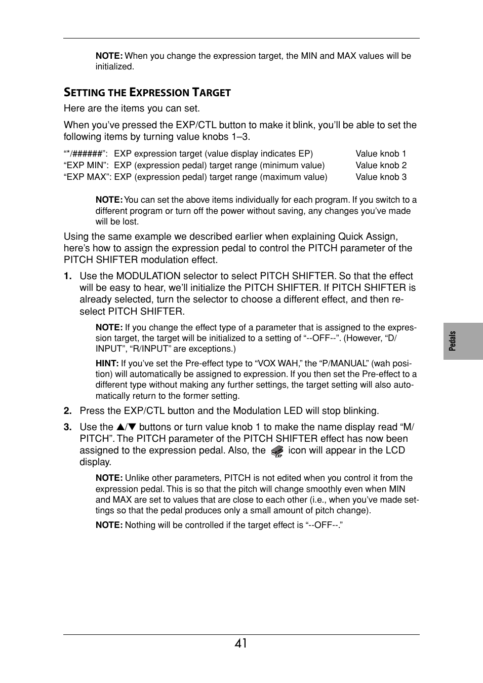 Setting the expression target | KORG Ax3000g User Manual | Page 47 / 67