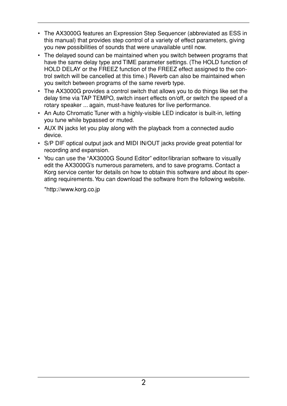 KORG Ax3000g User Manual | Page 8 / 67