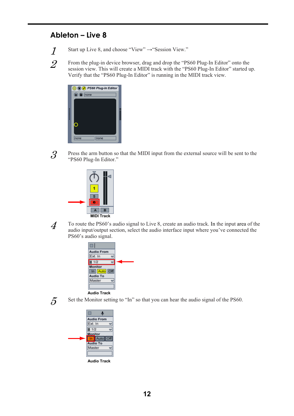 Ableton – live 8 | KORG Performance Synthesizer PS60 User Manual | Page 15 / 37