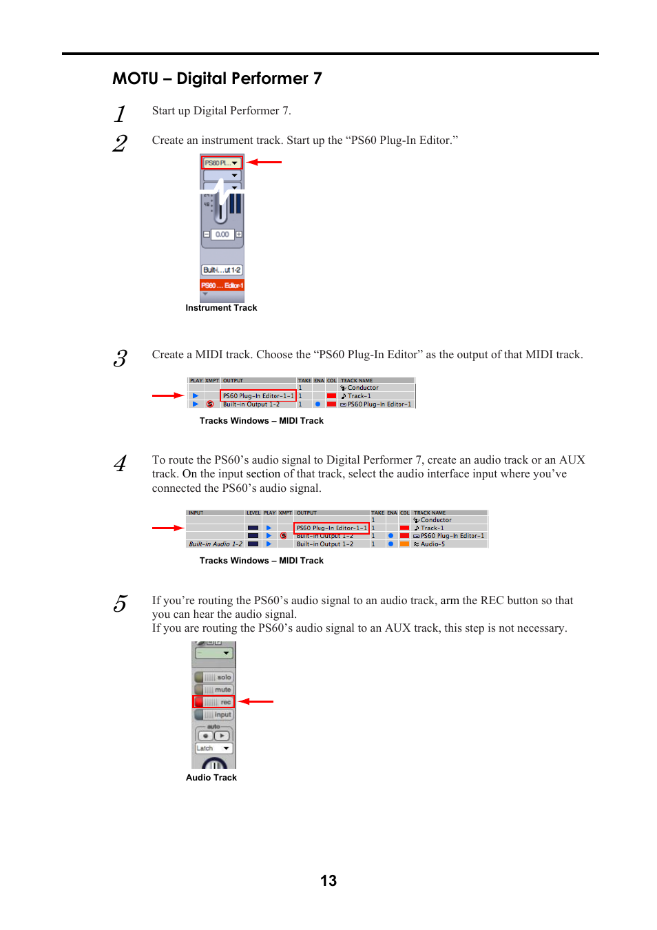 Motu – digital performer 7 | KORG Performance Synthesizer PS60 User Manual | Page 16 / 37