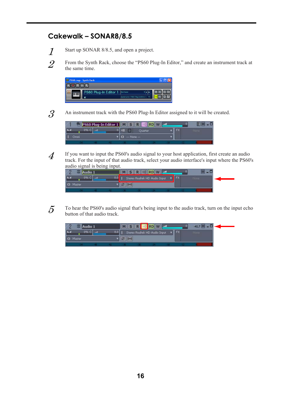 Cakewalk – sonar8/8.5 | KORG Performance Synthesizer PS60 User Manual | Page 19 / 37