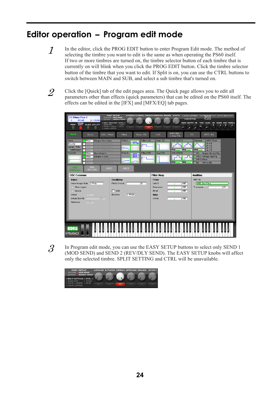 Editor operation - program edit mode | KORG Performance Synthesizer PS60 User Manual | Page 27 / 37