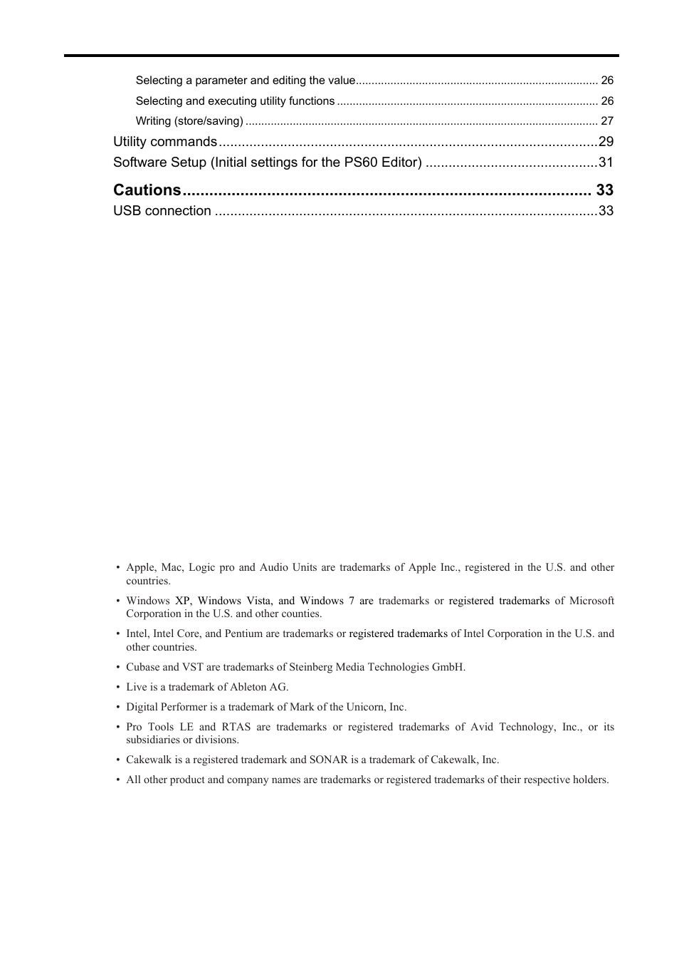 Cautions | KORG Performance Synthesizer PS60 User Manual | Page 3 / 37