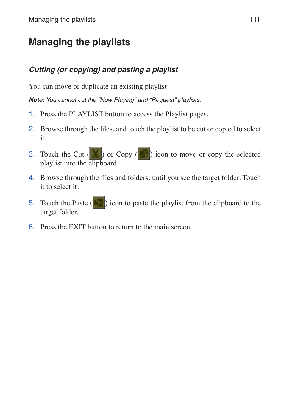 Managing the playlists | KORG MP-10 PRO User Manual | Page 115 / 252