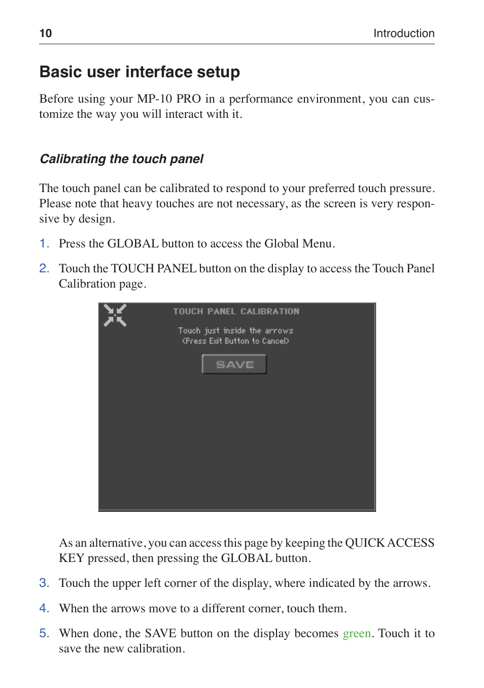 Basic user interface setup | KORG MP-10 PRO User Manual | Page 14 / 252