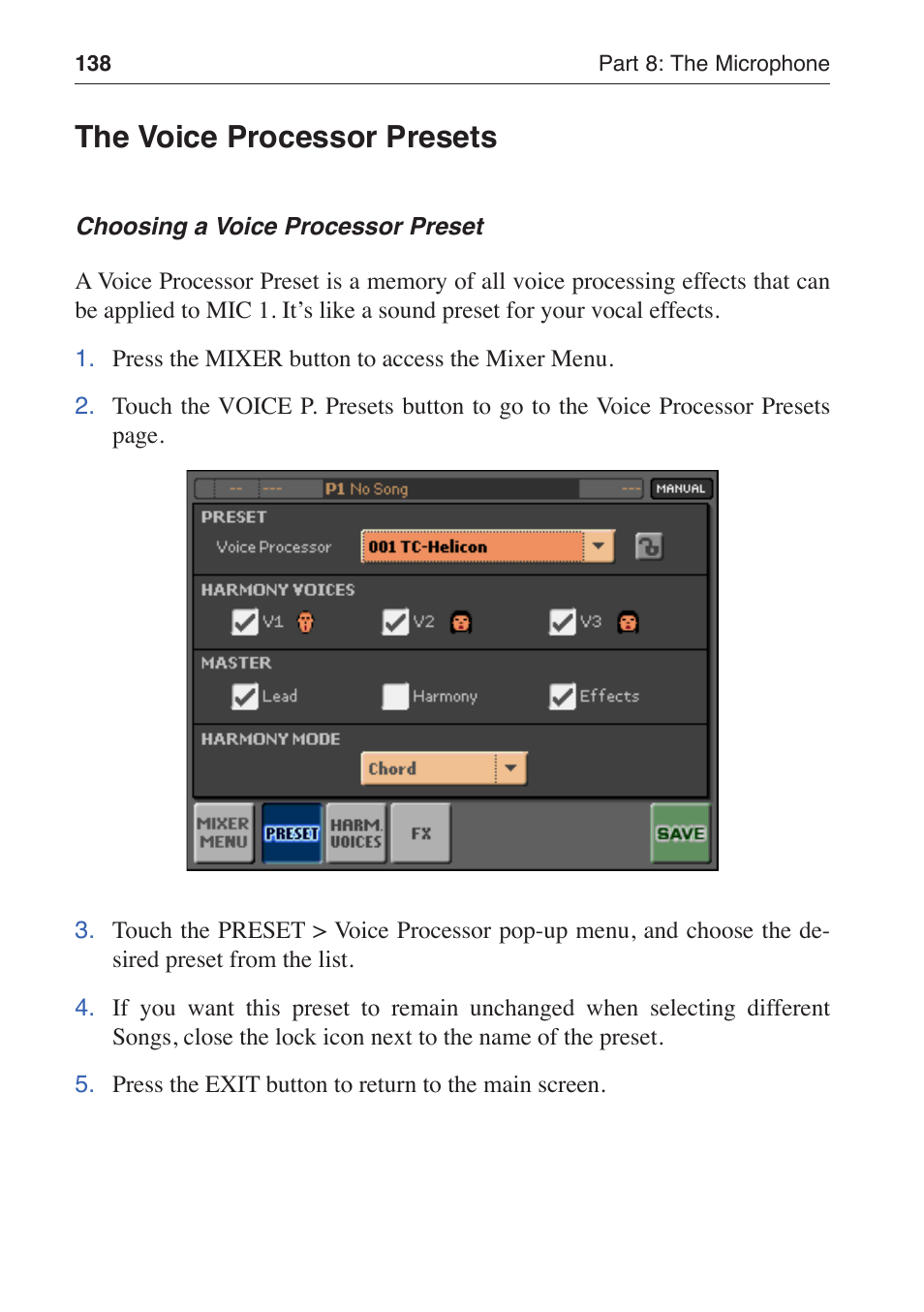 The voice processor presets | KORG MP-10 PRO User Manual | Page 142 / 252