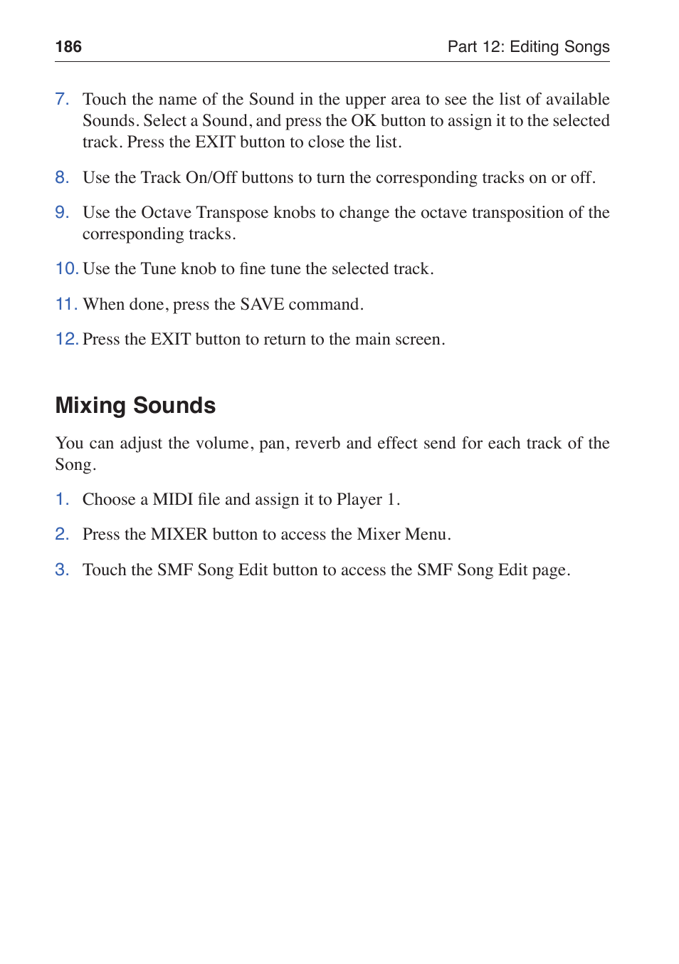 Mixing sounds | KORG MP-10 PRO User Manual | Page 190 / 252