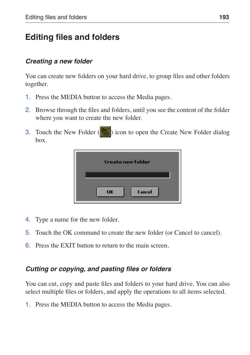 Editing files and folders | KORG MP-10 PRO User Manual | Page 197 / 252