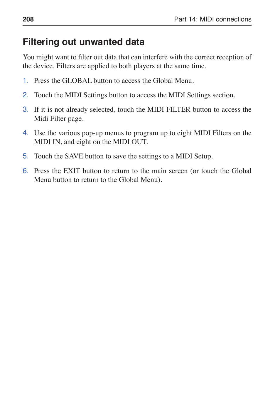 Filtering out unwanted data | KORG MP-10 PRO User Manual | Page 212 / 252