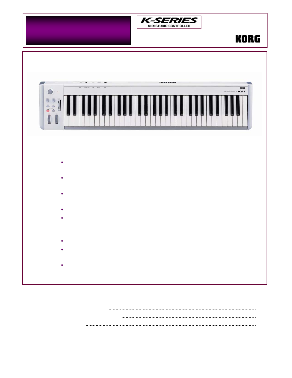 KORG EasyStart K Series User Manual | 3 pages