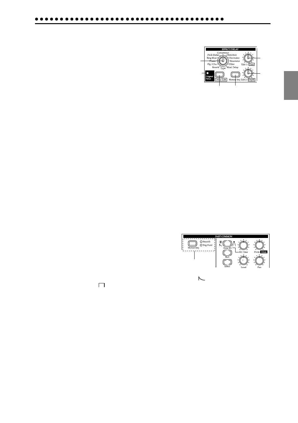 Effect/delay section, Part common section | KORG Electribe EM-1 User Manual | Page 9 / 56