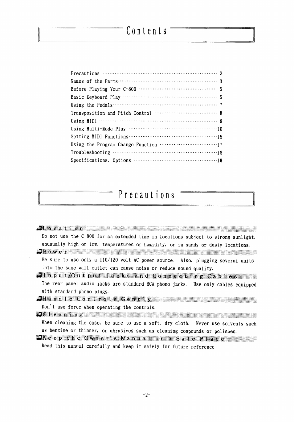 KORG Concert 800 User Manual | Page 3 / 20