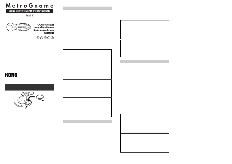 KORG METROGNOME MM-1 User Manual | 2 pages