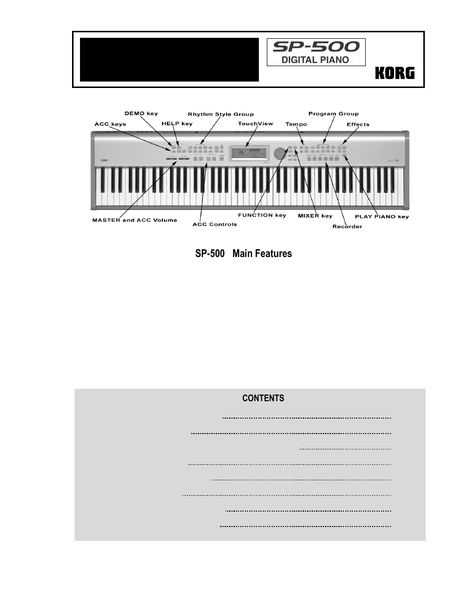KORG EASY START SP-500 User Manual | 5 pages