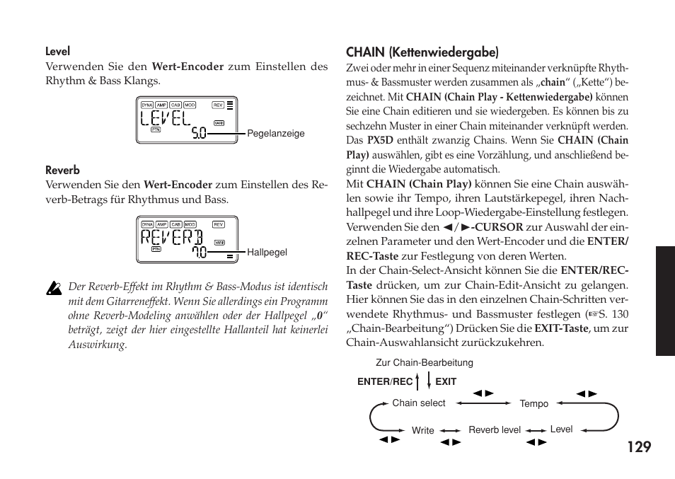 Chain (kettenwiedergabe) | KORG Personal Multi-Effect Processor PX5D User Manual | Page 129 / 164