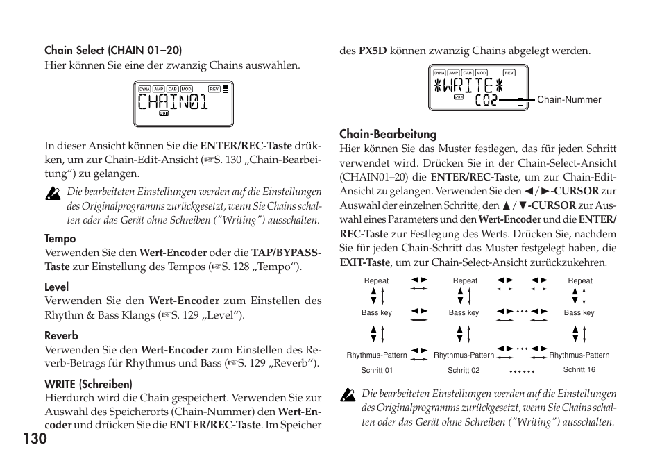 Chain-bearbeitung | KORG Personal Multi-Effect Processor PX5D User Manual | Page 130 / 164