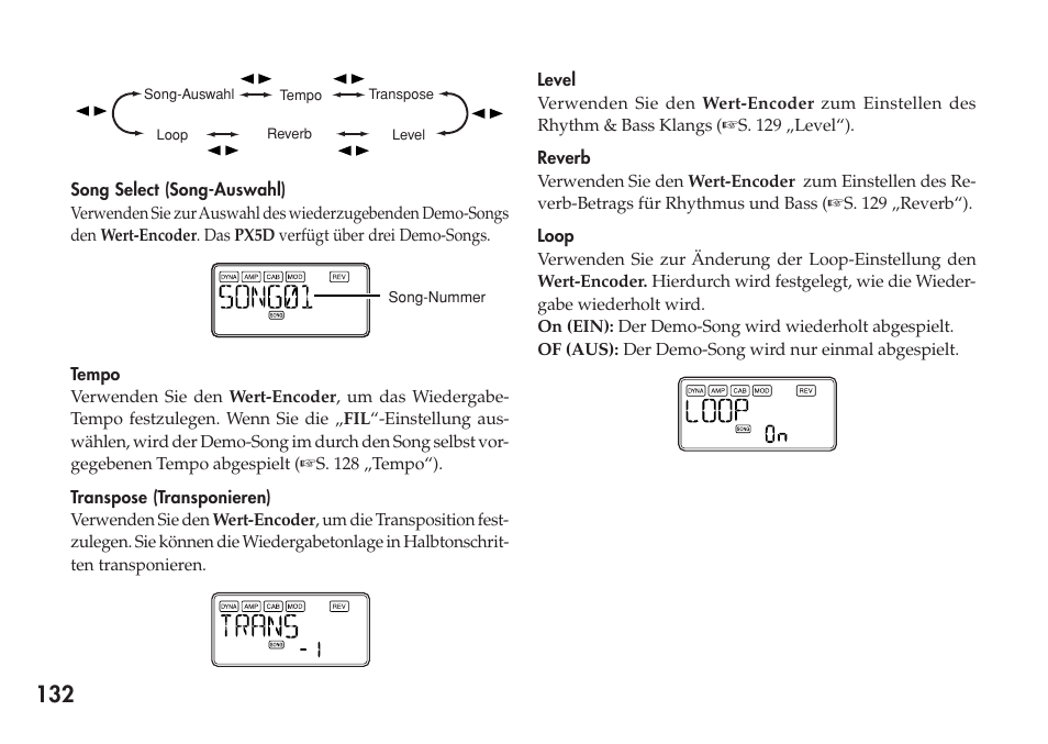 Phrase trainer-modus | KORG Personal Multi-Effect Processor PX5D User Manual | Page 132 / 164