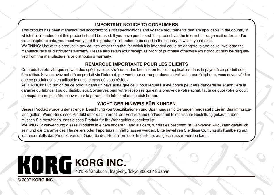 KORG Personal Multi-Effect Processor PX5D User Manual | Page 164 / 164