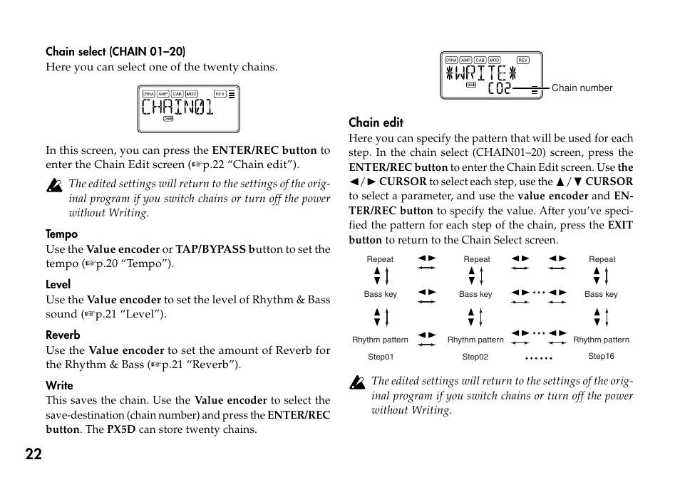 KORG Personal Multi-Effect Processor PX5D User Manual | Page 22 / 164