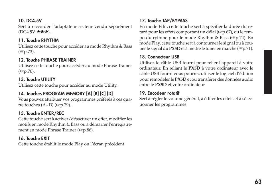 KORG Personal Multi-Effect Processor PX5D User Manual | Page 63 / 164