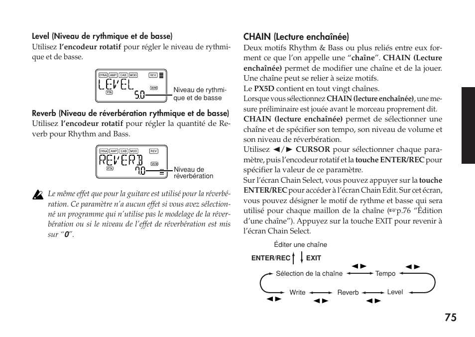 Chain (lecture enchaînée) | KORG Personal Multi-Effect Processor PX5D User Manual | Page 75 / 164