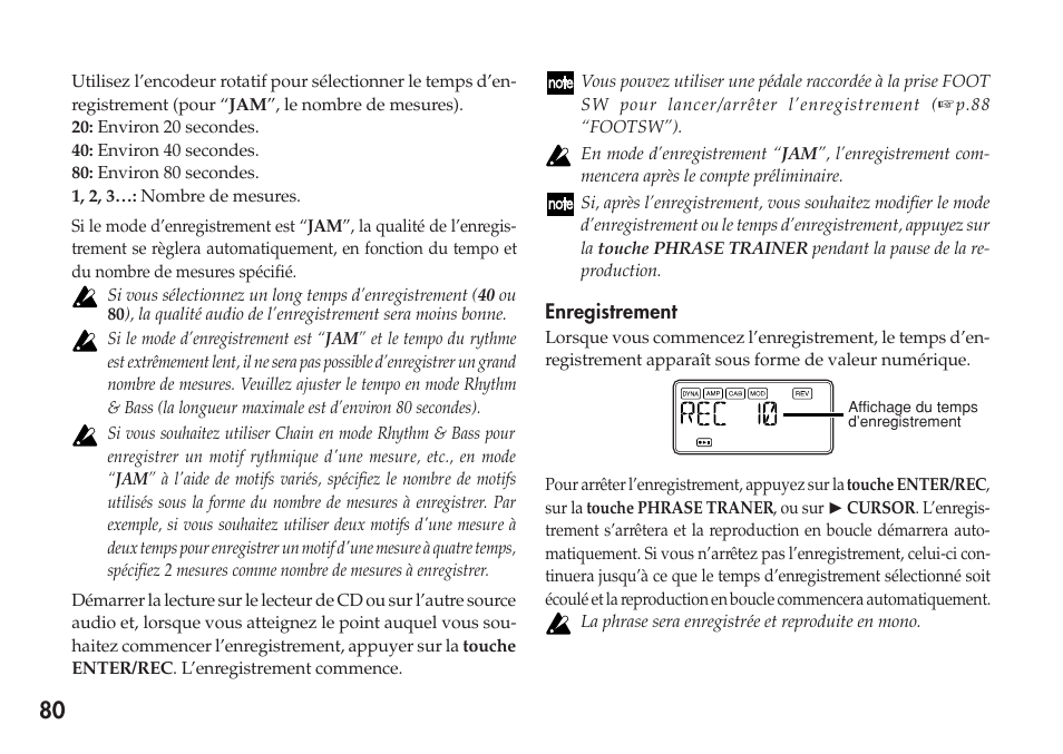 Enregistrement | KORG Personal Multi-Effect Processor PX5D User Manual | Page 80 / 164