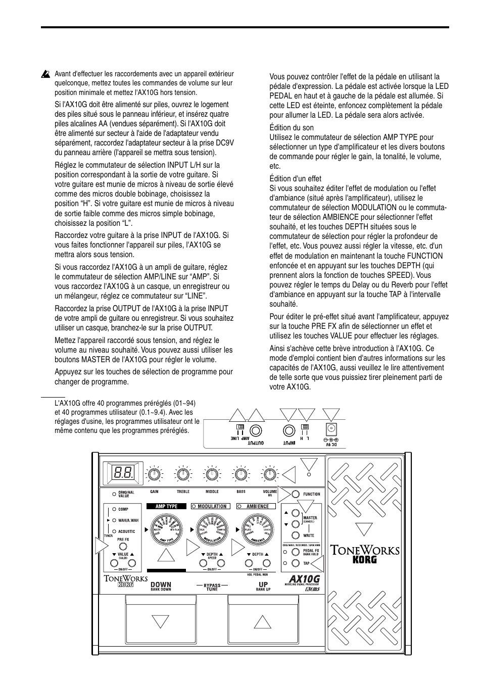 Guide de démarrage rapide | KORG TONEWORKS AX10G User Manual | Page 17 / 40