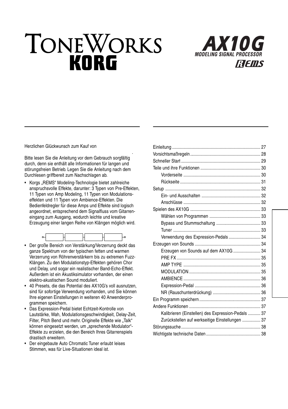 KORG TONEWORKS AX10G User Manual | Page 27 / 40