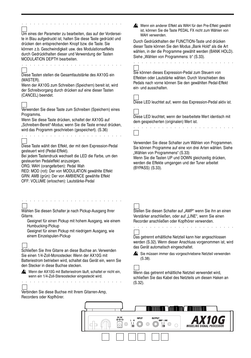 Rückseite | KORG TONEWORKS AX10G User Manual | Page 31 / 40