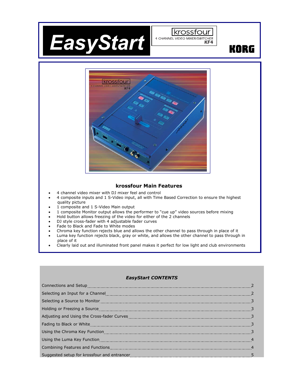 KORG Krossfour KF4 User Manual | 5 pages