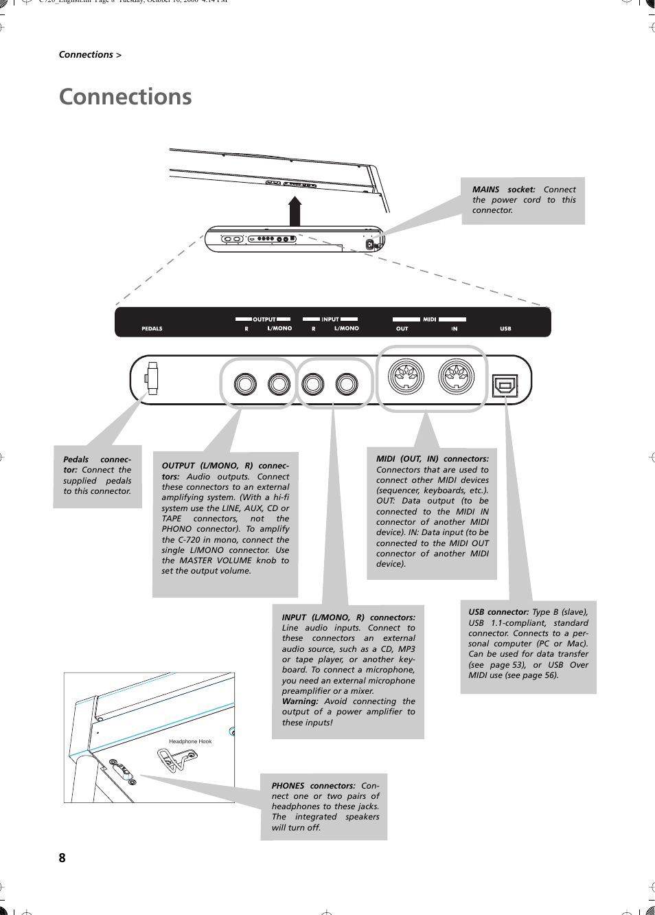 Connections | KORG CONCERT C-720 User Manual | Page 10 / 82