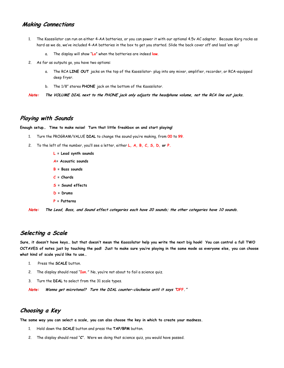 KORG Kaossilator Dynamic Phrase Synthesizer User Manual | Page 2 / 4