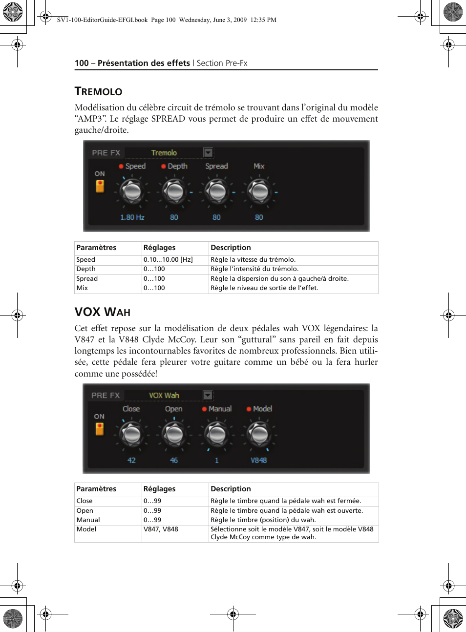 Tremolo, Vox wah, Vox w | Remolo | KORG SV-1 User Manual | Page 102 / 278