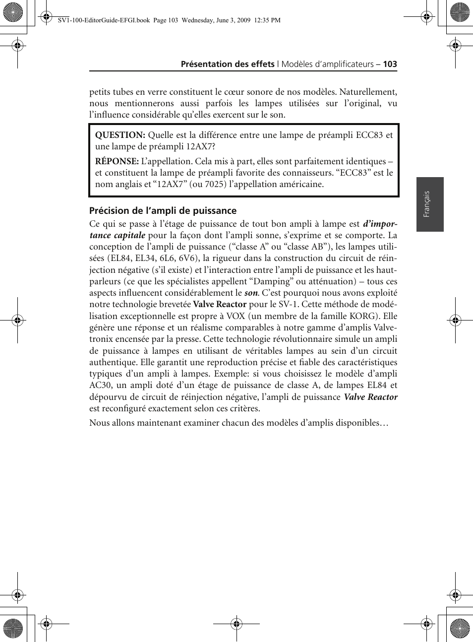 Précision de l’ampli de puissance | KORG SV-1 User Manual | Page 105 / 278