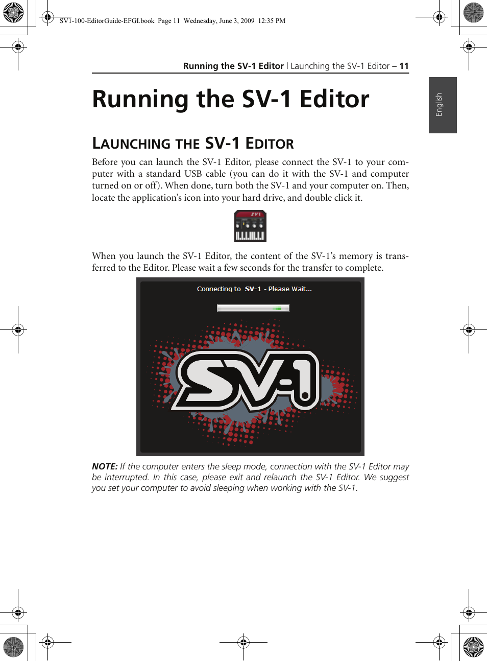 Running the sv-1 editor, Launching the sv-1 editor, Sv-1 e | KORG SV-1 User Manual | Page 13 / 278