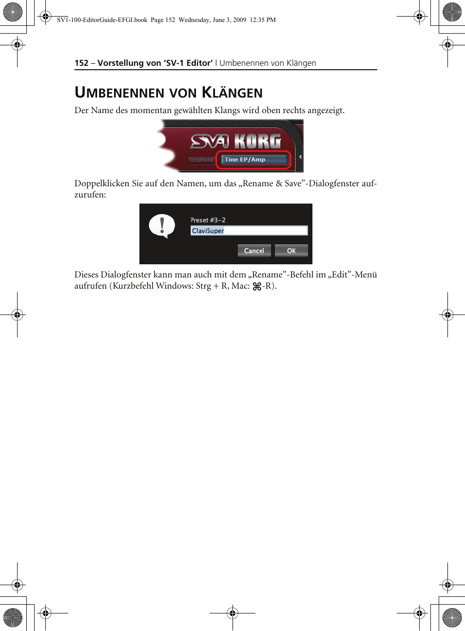 Umbenennen von klängen | KORG SV-1 User Manual | Page 154 / 278