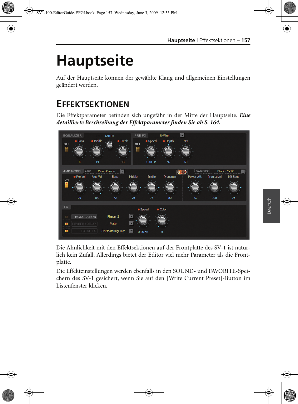 Hauptseite, Effektsektionen | KORG SV-1 User Manual | Page 159 / 278