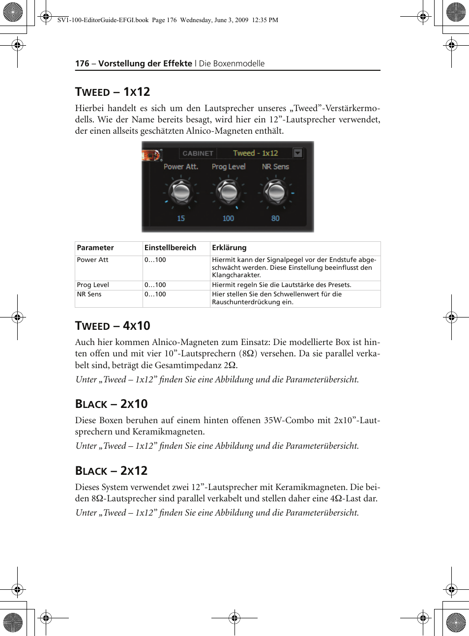 Tweed – 1x12, Tweed – 4x10, Black – 2x10 | Black – 2x12 | KORG SV-1 User Manual | Page 178 / 278