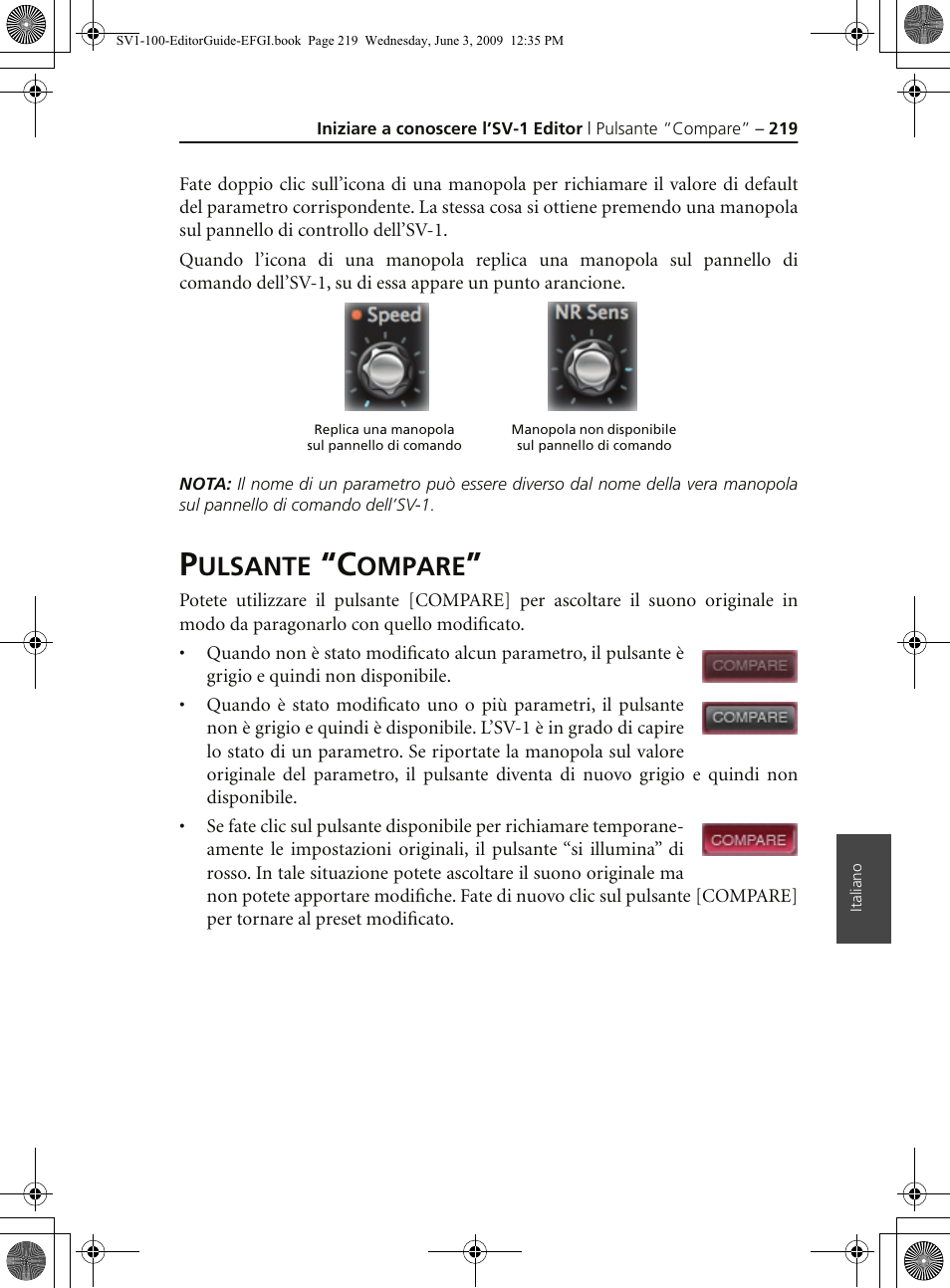 Pulsante “compare, Ulsante, Ompare | KORG SV-1 User Manual | Page 221 / 278