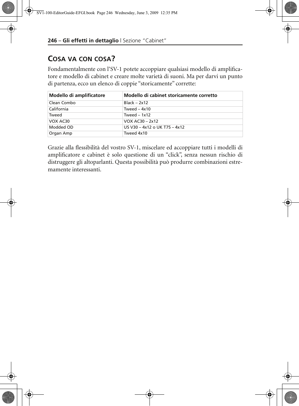 Cosa va con cosa | KORG SV-1 User Manual | Page 248 / 278