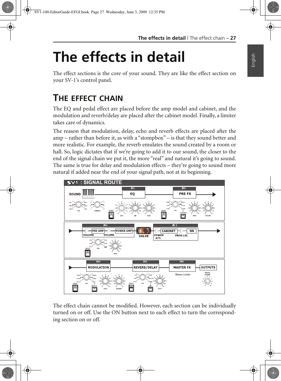 The effects in detail, The effect chain | KORG SV-1 User Manual | Page 29 / 278
